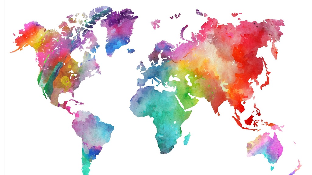 World Map made with watercolors
