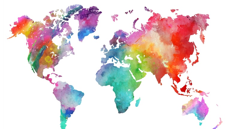 World Map made with watercolors